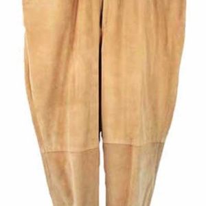 PANTS, IVORY, SUEDE, NEVER WORN, PLUS 24, FULLY LINED, FRONT ZIPPER, ONE POCKET,